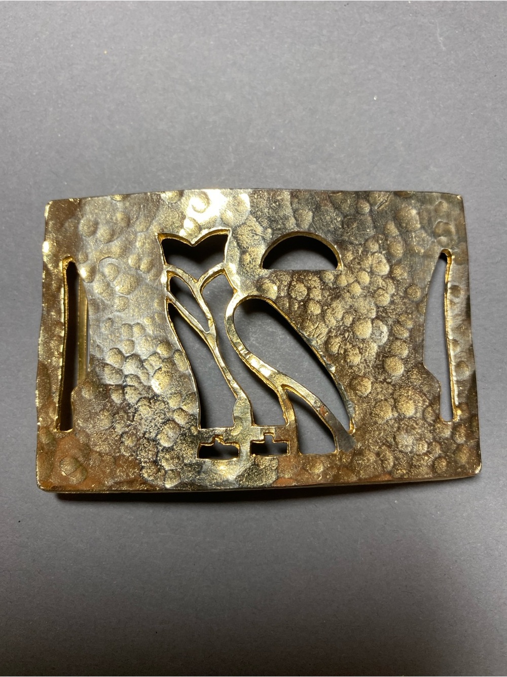 Vintage gold tone owl cutout bird buckle